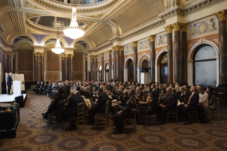 The Celebration of Service event hall filled with guests