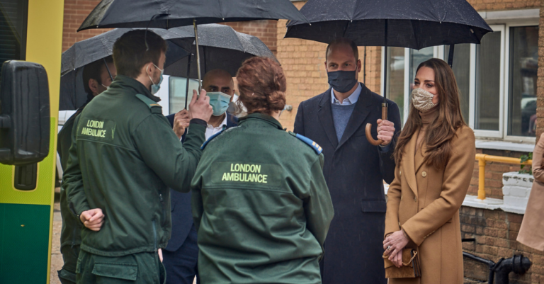 Duke and Duchess of Cambridge in conversation with LAS crews