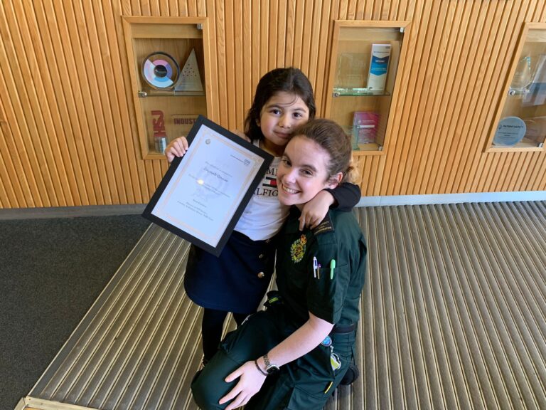 Featured image for Brave child who rang 999 when her mum collapsed reunited with call-handler who sent help