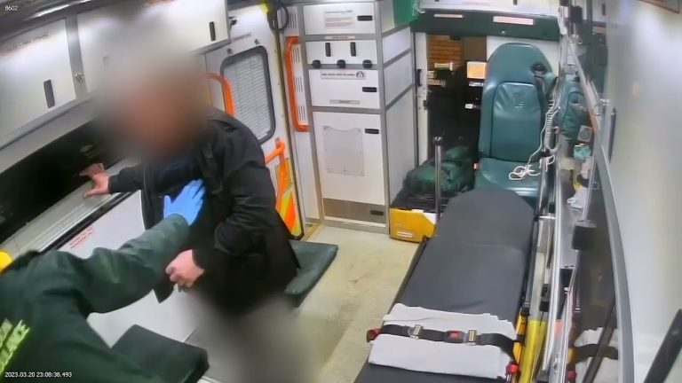 Featured image for Shocking video captures moment paramedic pushed by patient
