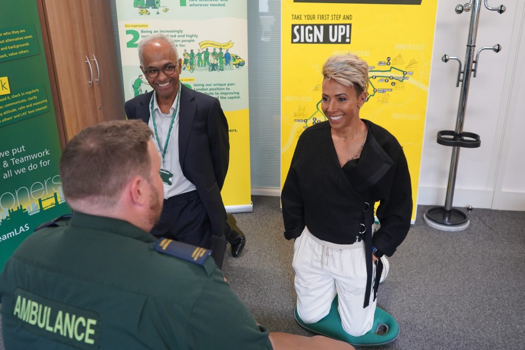 LAS Chief Financial Officer Rakesh Patel and Dame Kelly Holmes undertaking the London Lifesavers training
