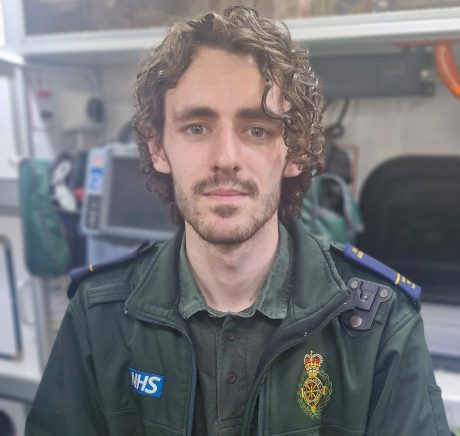 Harvey Jenkins in an ambulance.