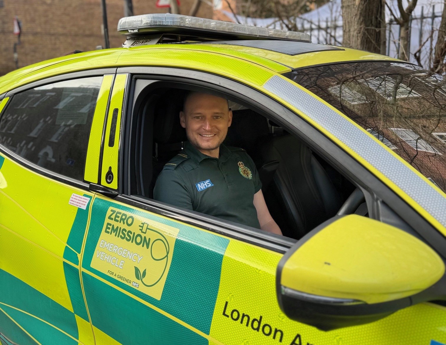 An Paramedic in a response car.