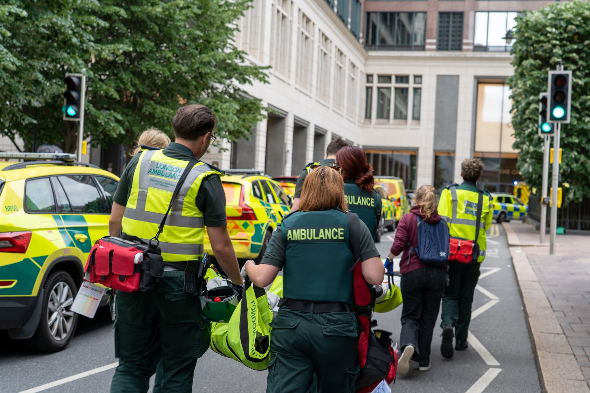 London Ambulance Service staff at a major incident training exercise.