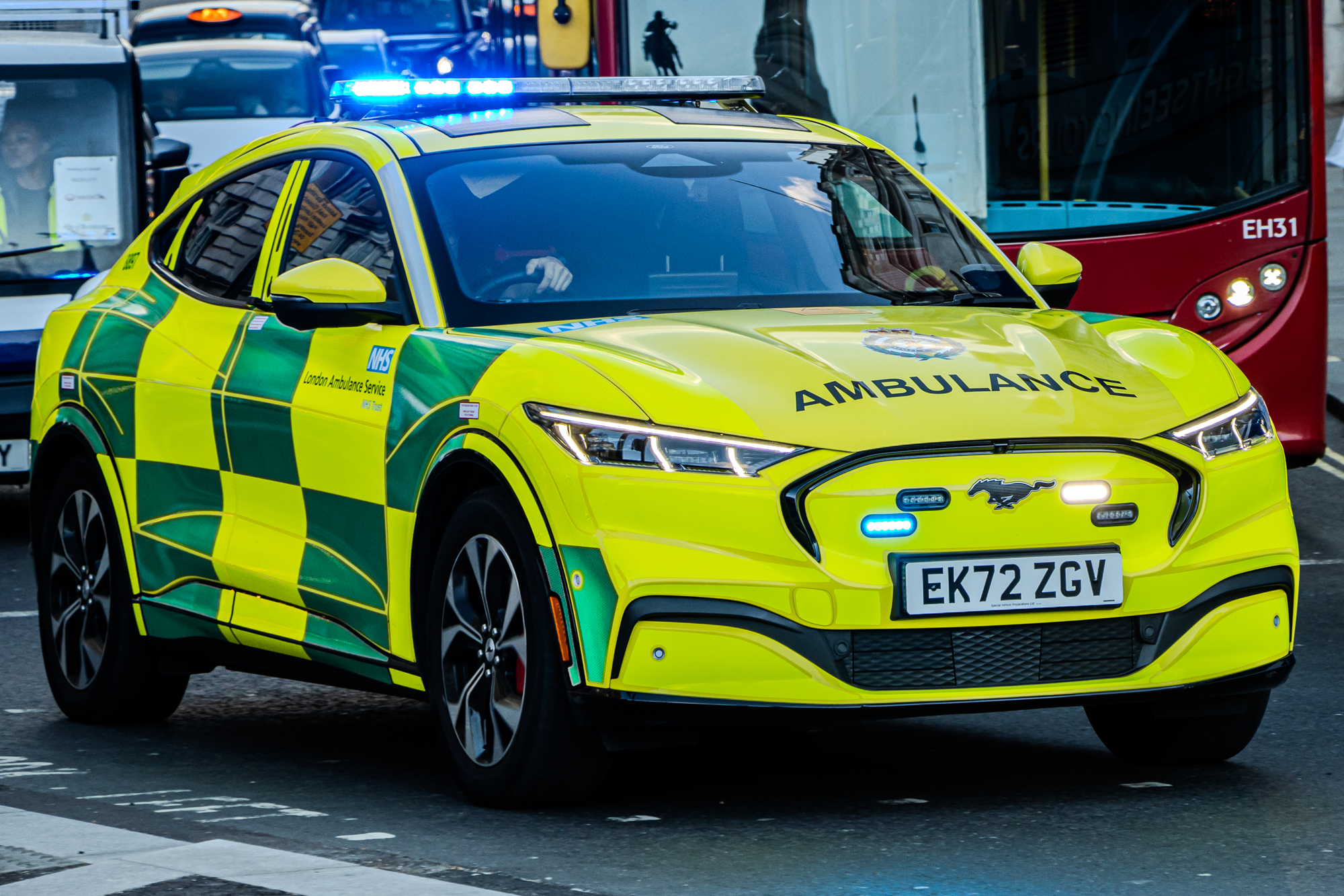 A fast-response car on blue lights