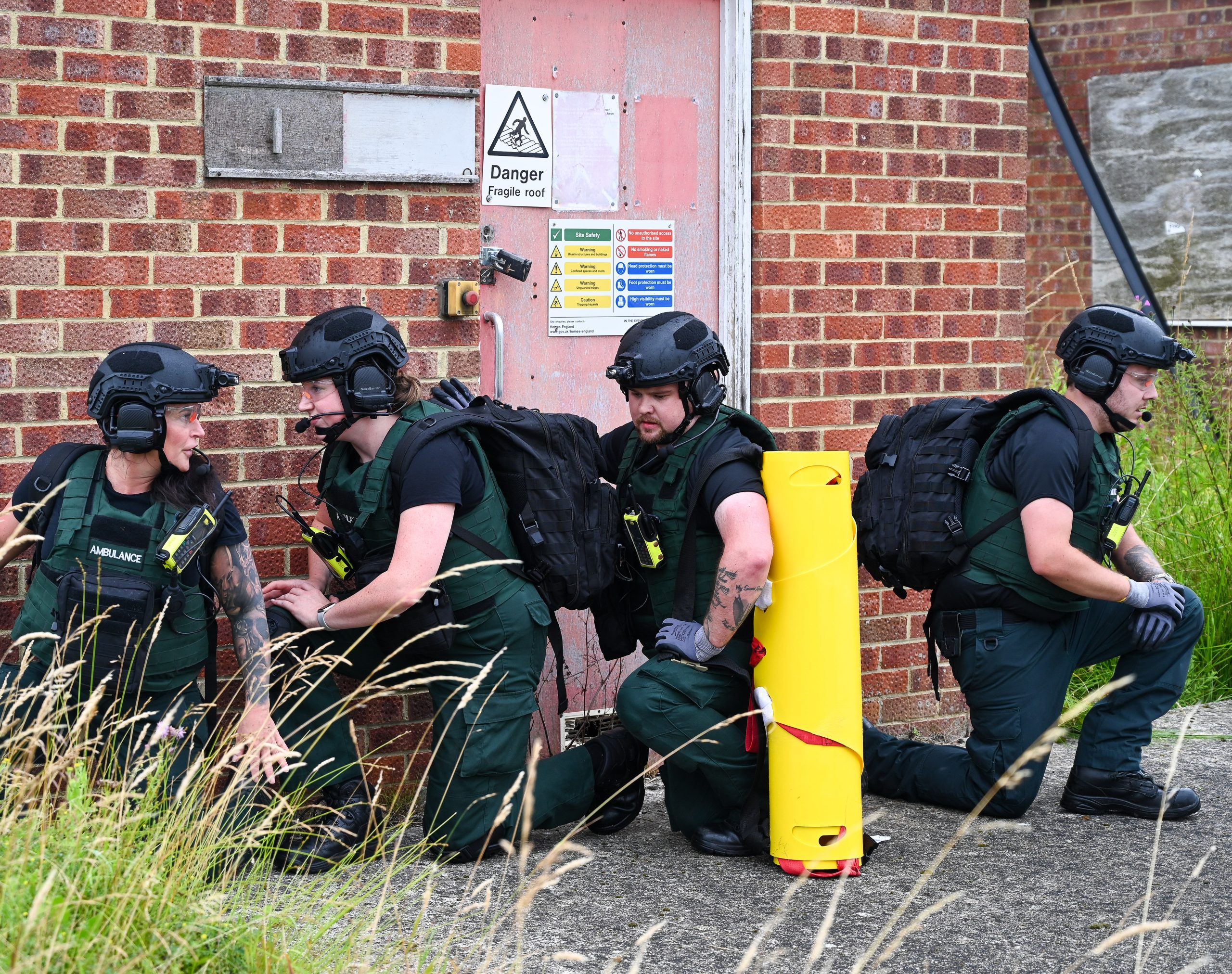 Specialist responders training at a major incident training exercise.