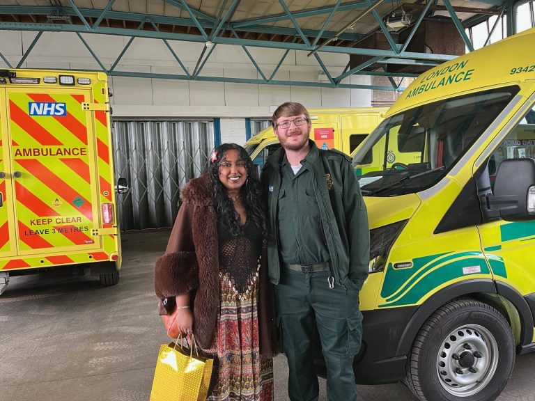 survivor with paramedic who saved her life