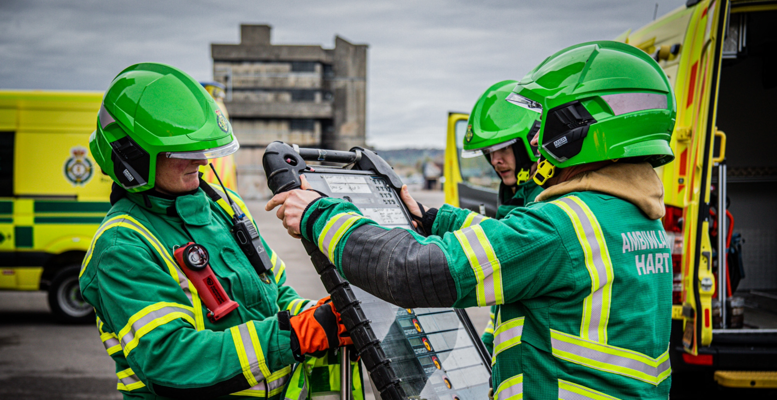Specialist Paramedics at the NHS Emergency Capabilities Unit training centre.