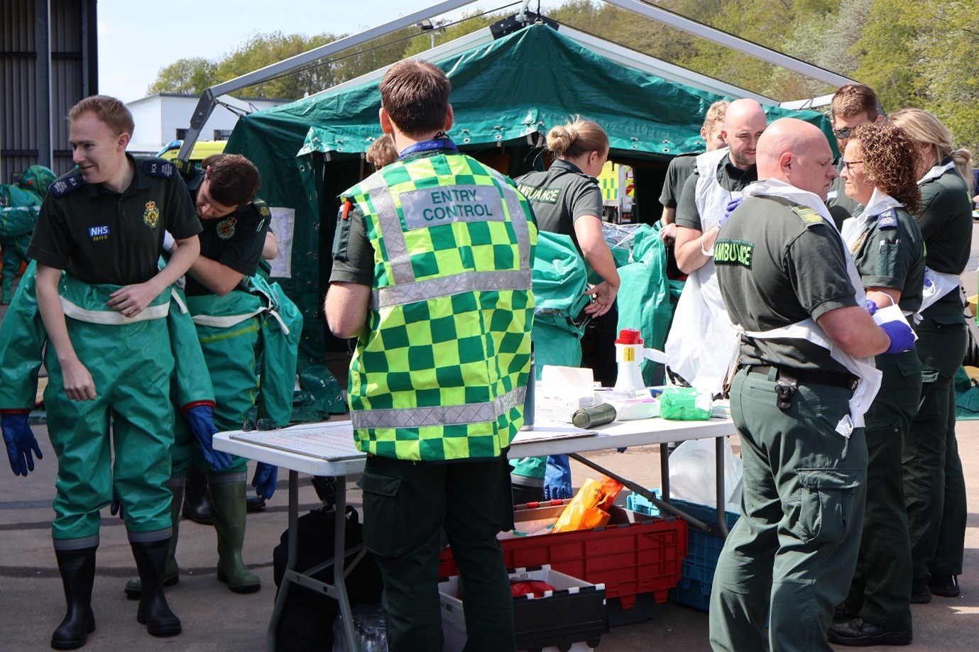 NHS ambulance staff at an ECU training event.