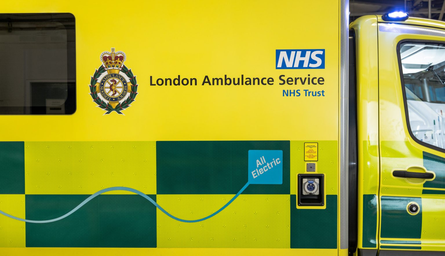 A side view of one of our electric ambulances.