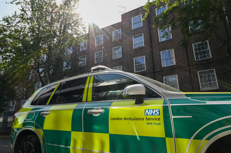 Ambulance car in a residential area