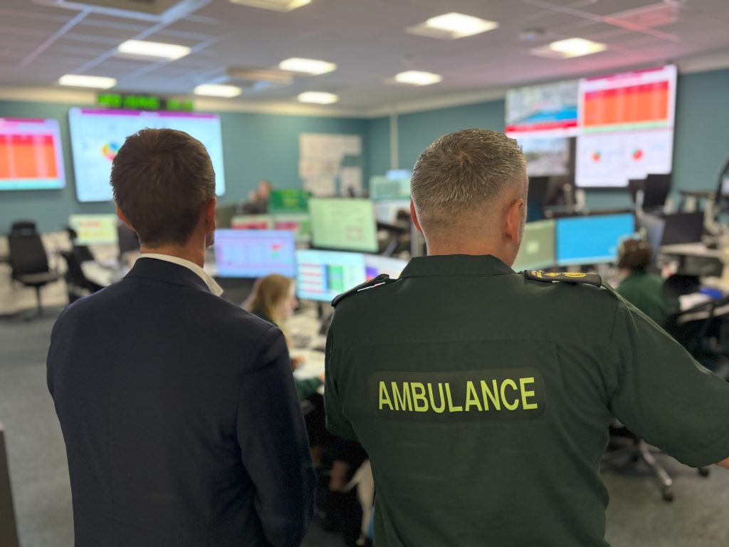 James Frith MP inside the Tactical Operations Centre.