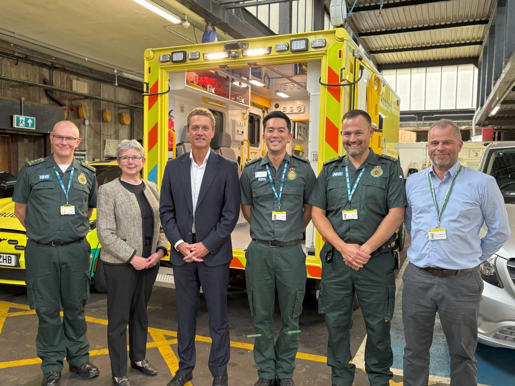 James Frith MP meeting London Ambulance Service staff.