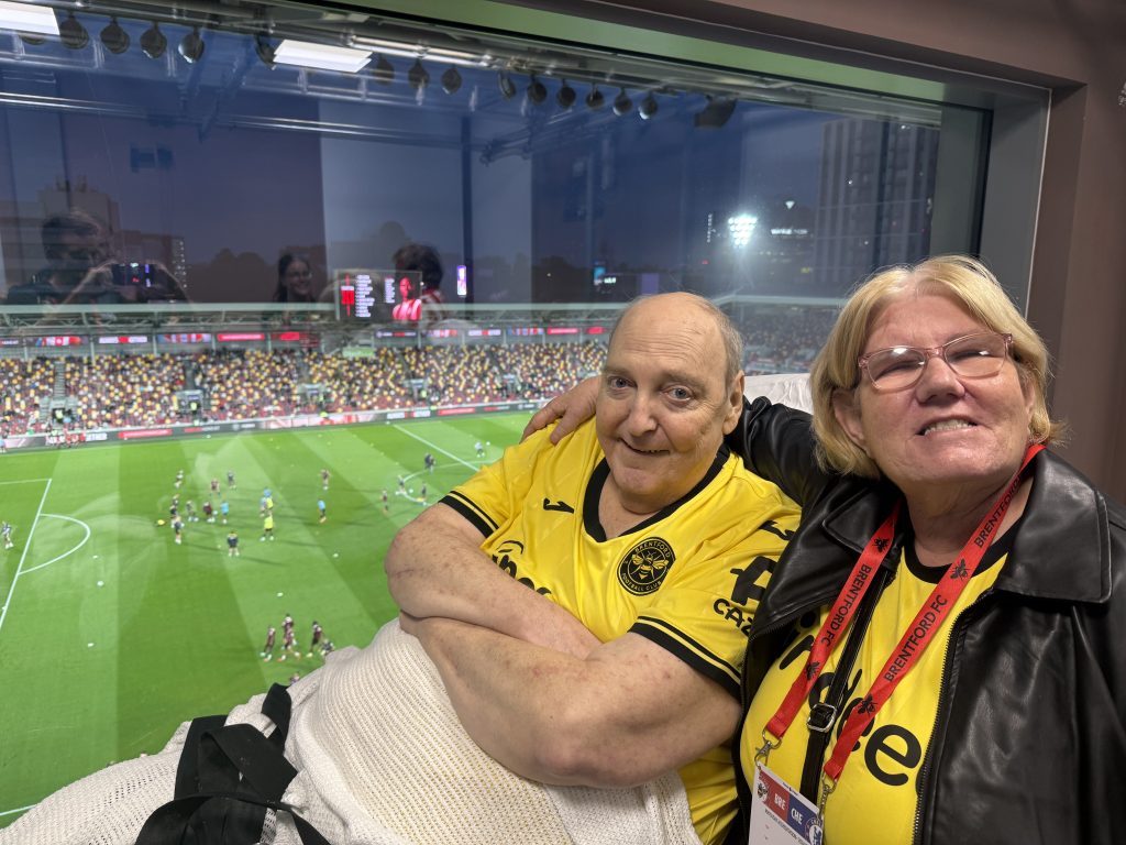 London Wish Ambulance participant Paul watching Brentford with wife Wendy